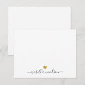 Carte De Correspondance Elegant Script Name Faux Gold Foil Heart  (Devant / Derrière)