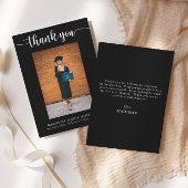 Carte De Correspondance Élégant Script noir Graduation Merci photo