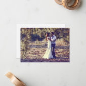 Carte De Correspondance Élégant script photo Mariage plat (Devant/Arrière en situation)