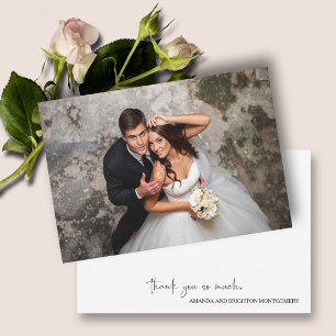 Carte De Correspondance Élégant script photo Mariage plat