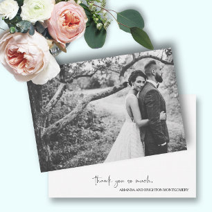 Carte De Correspondance Élégant script photo Mariage plat
