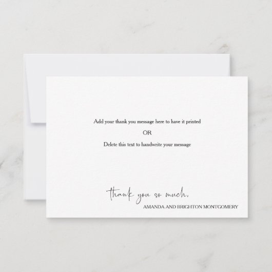 Carte De Correspondance Élégant script photo Mariage plat (Dos)