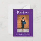 Carte De Correspondance Élégant Script Purple Graduation Merci photo (Devant)