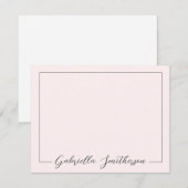 Carte De Correspondance Élégant script signature rose Personnalisé (Devant / Derrière)