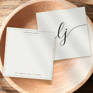 Carte De Correspondance Élégant Script Stationery Personnalisé Blanc ivoir