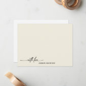 Carte De Correspondance Élégant Script Vanille Avec Amour Merci (Devant/Arrière en situation)