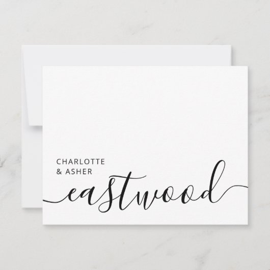 Carte De Correspondance Elegant Script Wedding Monogram Note Card (Devant)