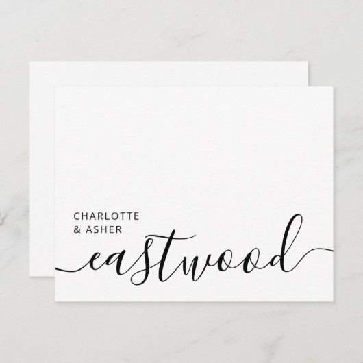 Carte De Correspondance Elegant Script Wedding Monogram Note Card (Devant / Derrière)