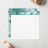 Carte De Correspondance Elegant Seafoam Silver Stripe Custom Name Wedding (Devant/Arrière en situation)