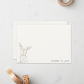 Carte De Correspondance Élégant Simple Mignon Lapin Bleu Rose Anniversaire (Devant/Arrière en situation)