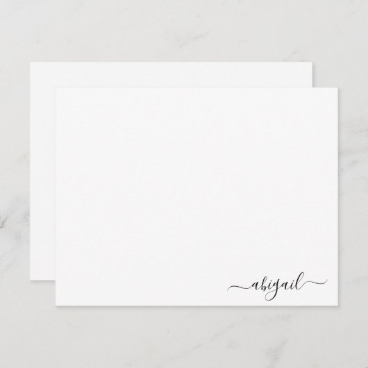 Carte De Correspondance Élégant simple script personnalisé blanc (Devant / Derrière)