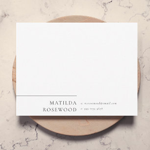 Carte De Correspondance Élégant Sophistiqué Classique Minimaliste Blanc