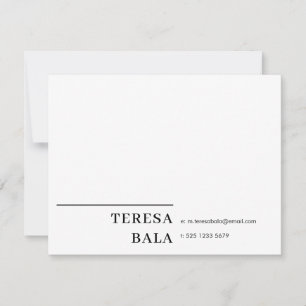 Carte De Correspondance Élégant Sophistiqué Classique Minimaliste Blanc De