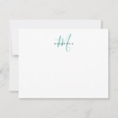 Carte De Correspondance Élégant Turquoise de script blanc moderne Monogram (Devant)