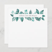 Carte De Correspondance Elégant Turquoise de verdure Feuilles Nom personna (Devant / Derrière)