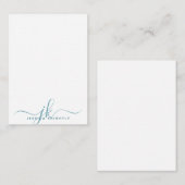 Carte De Correspondance Élégant Turquoise Script Monogramme Initiales Mini (Devant / Derrière)