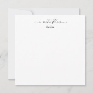 Carte De Correspondance Élégant 'Un mot de' en simple noir et blanc