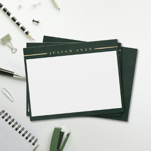 Carte De Correspondance Élégant Vert Émeraude Doré Détail Professionnel