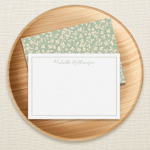 Carte De Correspondance Élégant Vert Sauge Botanique Personnalisé