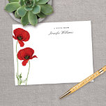 Carte De Correspondance Élégant Vintage Rouge Oriental Poppy Floral avec n<br><div class="desc">Ce joli design de carte à notes personnalisée présente une illustration vintage de pavots orientaux rouges et une typographie simple mais élégante. Ce design fait un merveilleux anniversaire,  un jour de mère,  ou un cadeau de vacances pour n'importe qui!</div>
