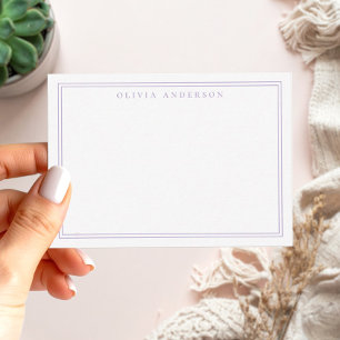 Carte De Correspondance Élégant violet deux bordures minimaliste Monogramm