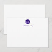 Carte De Correspondance Élégant violet Script Monogramme Professionnel (Devant / Derrière)
