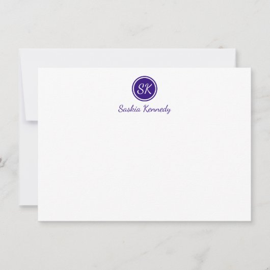 Carte De Correspondance Élégant violet Script Monogramme Professionnel (Devant)