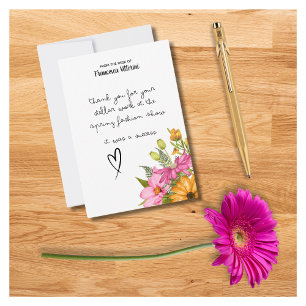 Carte De Correspondance Elegant Watercolor Floral Pink Yellow Personalized