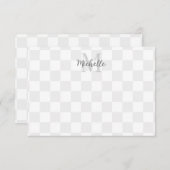 Carte De Correspondance Elegant White and Gray Checkerboard Personalized (Devant / Derrière)