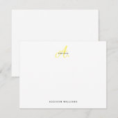 Carte De Correspondance Élégant Yellow Gold Script Monogramme (Devant / Derrière)