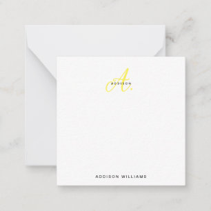 Carte De Correspondance Élégant Yellow Gold Script Monogramme
