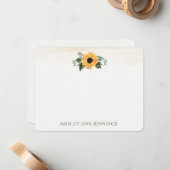 Carte De Correspondance Elegant Yellow Sunflower Personalized Stationery (Devant/Arrière en situation)