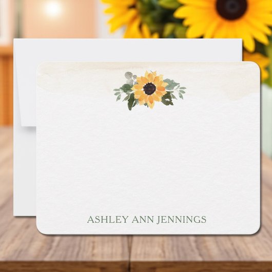 Carte De Correspondance Elegant Yellow Sunflower Personalized Stationery