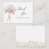 Carte De Correspondance Elégante aquarelle bébé en fleurs fleur sauvage bé (Devant / Derrière)