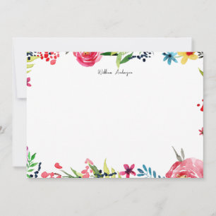 Carte De Correspondance Elégante aquarelle bleue Floral papier à lettres p