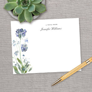Carte De Correspondance Elégante aquarelle Fleur sauvage Floral avec nom