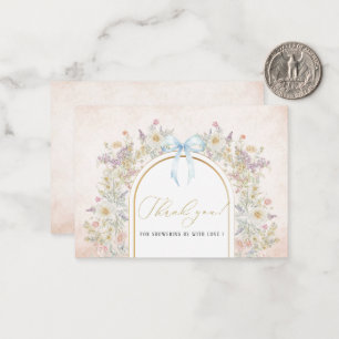 Carte De Correspondance Elégante aquarelle Fleurs bleues Ruban de la mâcho
