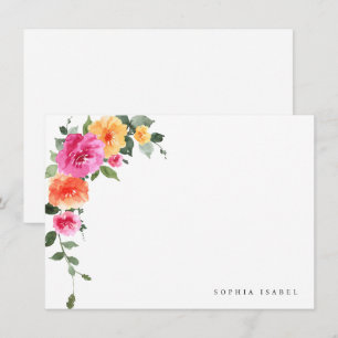 Carte De Correspondance Elégante aquarelle Fleurs sauvages Détails du Mari