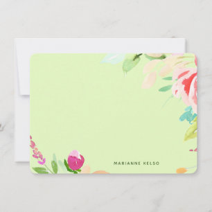 Carte De Correspondance Elégante aquarelle Florale Personnalisée Lime Vert