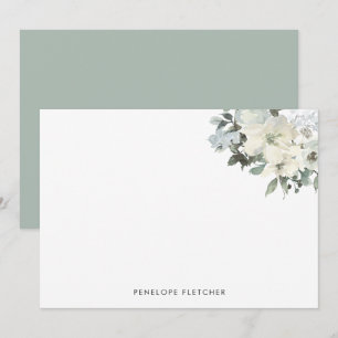 Carte De Correspondance Elégante aquarelle ivoire florale