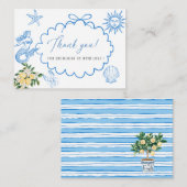 Carte De Correspondance Elégante aquarelle Main presser Douche nuptiale (Devant / Derrière)