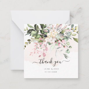 Carte De Correspondance Elégante aquarelle rose pâle gomme Eucalyptus
