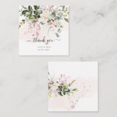 Carte De Correspondance Elégante aquarelle rose pâle gomme Eucalyptus (Devant / Derrière)