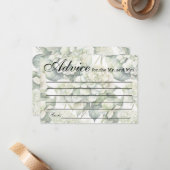 Carte De Correspondance Elégante aquarelle verte blanche Conseils M. et Mm (Devant/Arrière en situation)