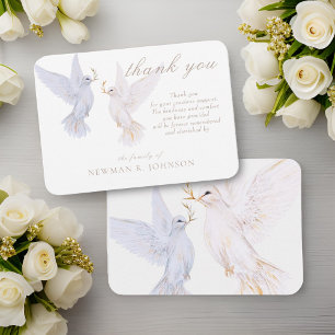 Carte De Correspondance Elégante aquarelle White Dove Memorial Merci