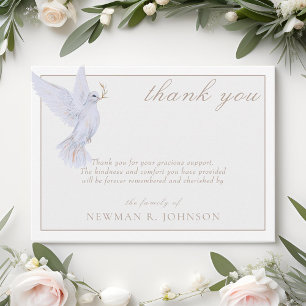 Carte De Correspondance Elégante aquarelle White Dove Memorial Merci