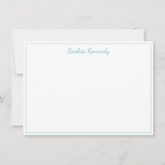 Carte De Correspondance Elégante bordure de script Aqua personnalisée