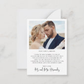 Carte De Correspondance Élégante calligraphie 2 Mariage photo Merci (Dos)