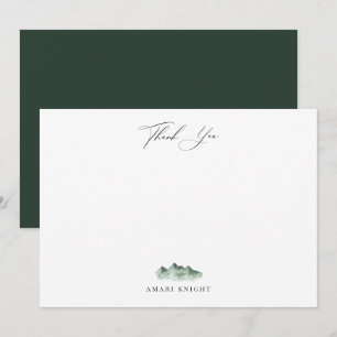 Carte De Correspondance Élégante calligraphie aquarelle Merci de montagne