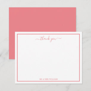 Carte De Correspondance Élégante calligraphie de script Merci rose